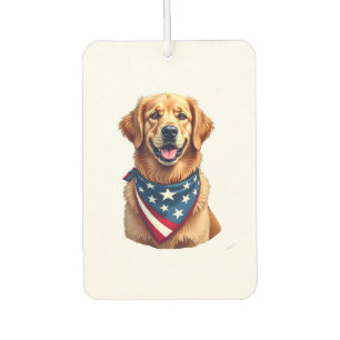Patriotic Golden Retriever Vintage Engraving Shirt Car Air Freshener