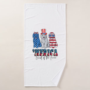 Patriotic Goldendoodle Dog 4th of July America USA Bath Towel