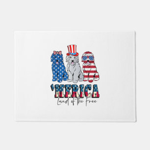 Patriotic Goldendoodle Dog 4th of July America USA Doormat