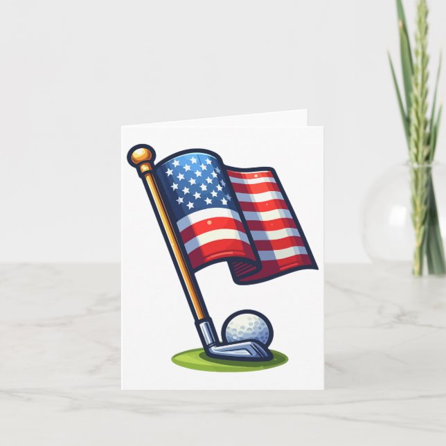 Patriotic Golf 4th Of July Usa Independence Day  Card (Front)