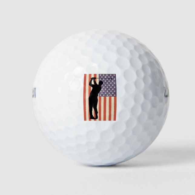 Patriotic Golf Balls with American Flag (Front)