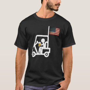 Patriotic Golf Cart American Flag Golfing Beer Dri T-Shirt