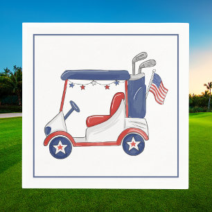 Patriotic Golf Cart Red White Blue 4th of July Napkin