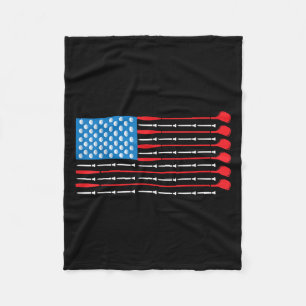 Patriotic Golf Shirt - Usa Flag Golf Clubs &amp; G Fleece Blanket