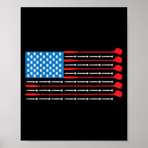 Patriotic Golf Shirt - Usa Flag Golf Clubs & G Poster