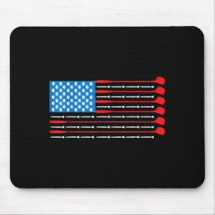 Patriotic Golf Shirt - USA Flag Golf Clubs Golf Mouse Pad