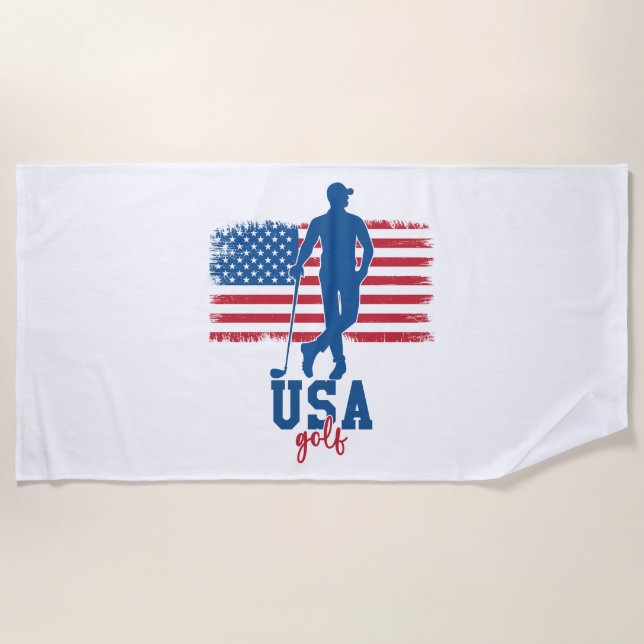 Patriotic Golf USA Beach Towel (Front)