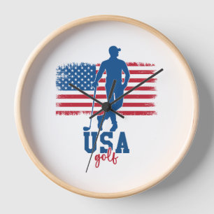 Patriotic Golf USA Clock