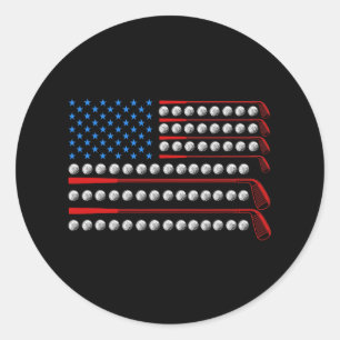 Patriotic Golf Usa Flag Golf Clubs 4th Of July Gol Classic Round Sticker