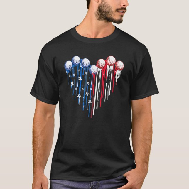 Patriotic Golf USA Flag Golf Clubs 4th of July Gol T-Shirt (Front)