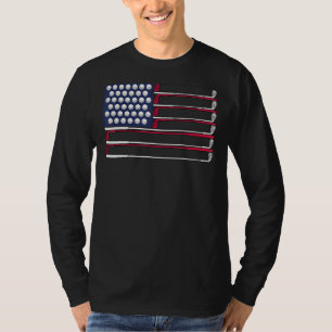 Patriotic Golf Usa Flag Golf Clubs & Golf Balls T-Shirt