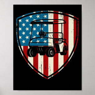 Patriotic Golf Wear USA Strong Golf Cart Poster