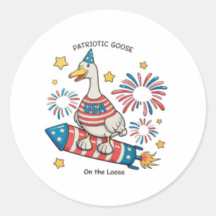 Patriotic Goose 250th Anniversary 4th Of July Classic Round Sticker
