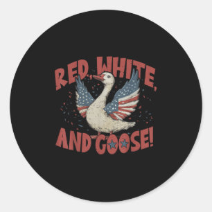 Patriotic Goose, 4th Goose, Funny Independence Day Classic Round Sticker