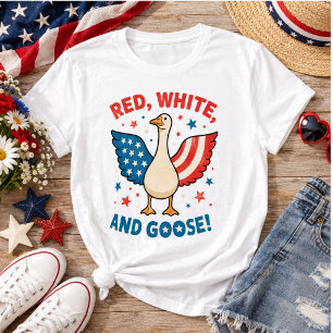 Patriotic Goose 4th of July Coquette USA T-Shirt