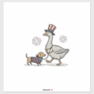 Patriotic Goose and Dachshund Vintage Shirt Design