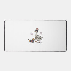 Patriotic Goose and Dachshund Vintage Shirt Design Desk Mat
