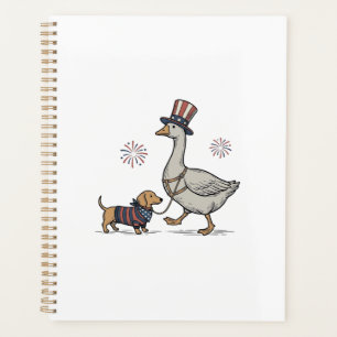 Patriotic Goose and Dachshund Vintage Shirt Design Planner