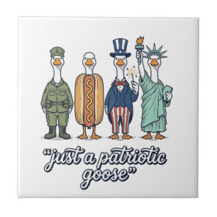 Patriotic Goose Lineup Vintage Vector Shirt_1 Ceramic Tile