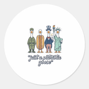 Patriotic Goose Lineup Vintage Vector Shirt_1 Classic Round Sticker