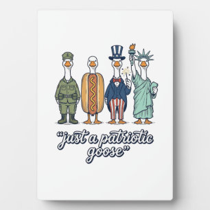 Patriotic Goose Lineup Vintage Vector Shirt_1 Plaque