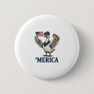 Patriotic Goose 'Merica Hot Dog Vintage Shirt Desi 6 Cm Round Badge