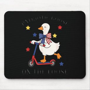 Patriotic Goose On The Loose 4th Of July Aamerica Mouse Pad