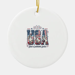 Patriotic Goose USA Vintage Fourth of July Shirt ( Ceramic Ornament