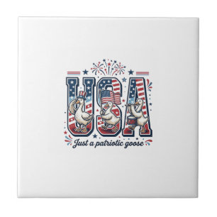 Patriotic Goose USA Vintage Fourth of July Shirt ( Ceramic Tile
