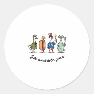 Patriotic Goose Vintage Engraving Funny USA Shirt Classic Round Sticker