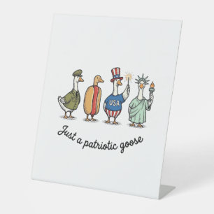 Patriotic Goose Vintage Engraving Funny USA Shirt  Pedestal Sign