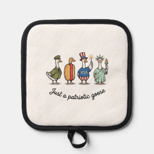 Patriotic Goose Vintage Engraving Funny USA Shirt  Pot Holder