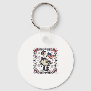 Patriotic Goose Vintage Engraving Key Ring