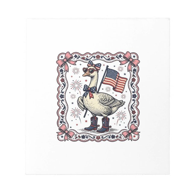 Patriotic Goose Vintage Engraving Notepad (Front)