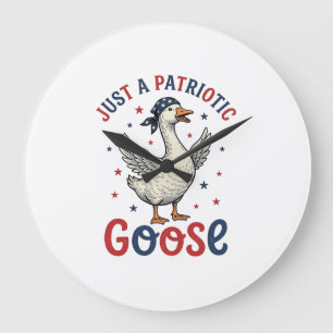 Patriotic Goose Vintage Fourth of July Shirt Desig Large Clock