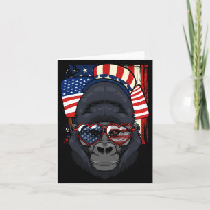 Patriotic Gorilla 4th Of July Usa Aamerican Flag Card