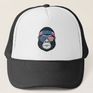 Patriotic Gorilla Face Vintage Engraving Vector_1 Trucker Hat