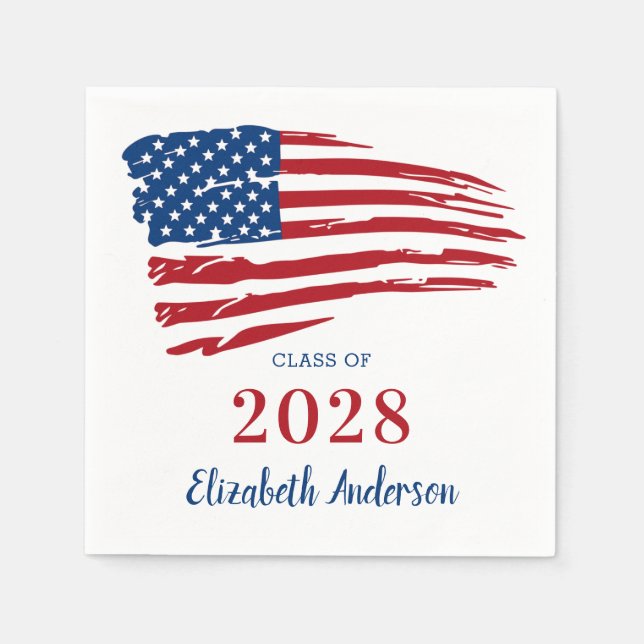 Patriotic Graduation USA American Flag Military Napkin (Front)