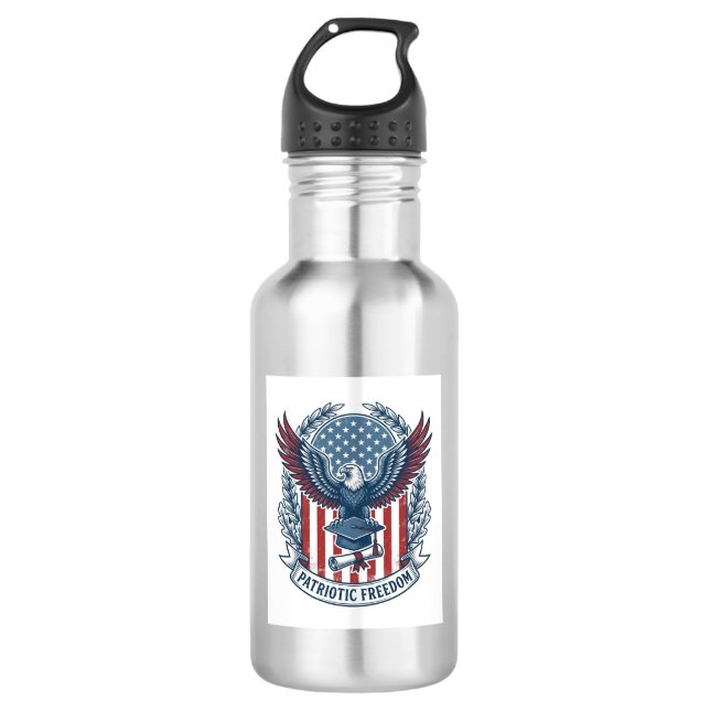 Patriotic Graduation Vector Graphic Tee 532 Ml Water Bottle (Front)