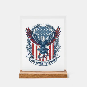 Patriotic Graduation Vector Graphic Tee Acrylic Sign