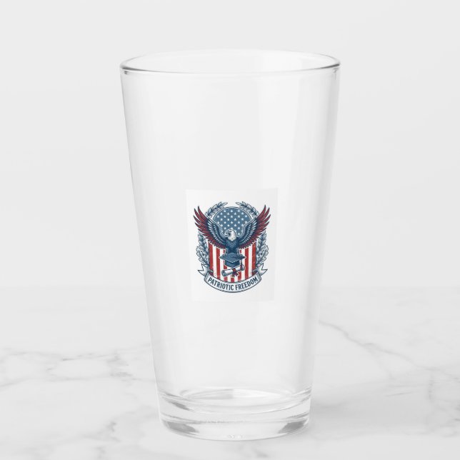 Patriotic Graduation Vector Graphic Tee Glass (Front)