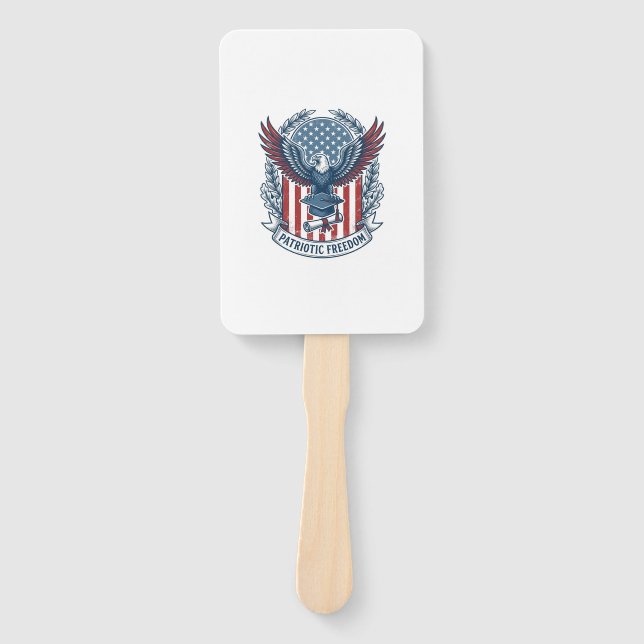Patriotic Graduation Vector Graphic Tee Hand Fan (Front)