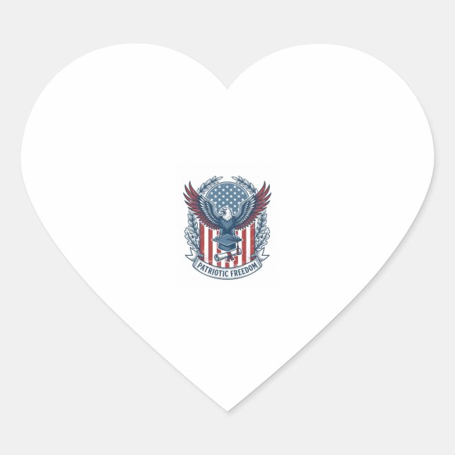 Patriotic Graduation Vector Graphic Tee Heart Sticker (Front)