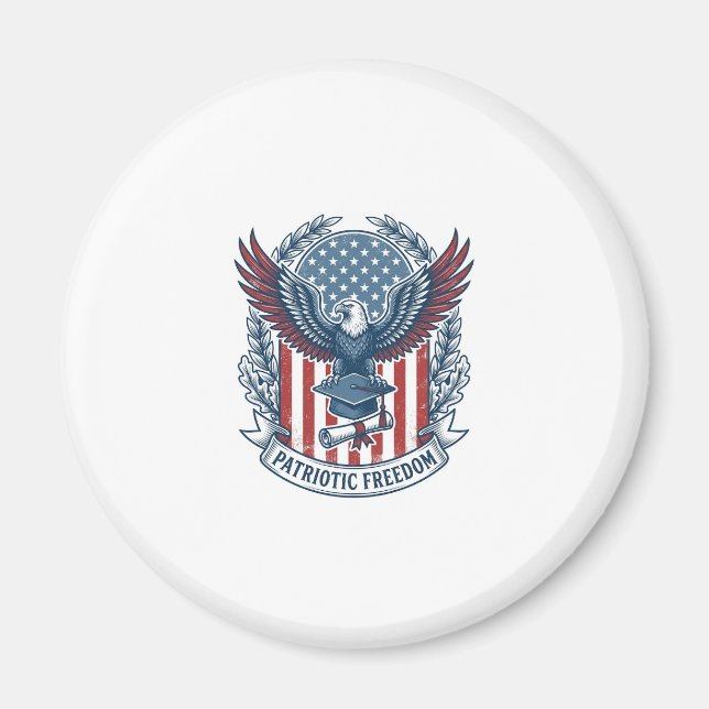 Patriotic Graduation Vector Graphic Tee Magnet (Front)