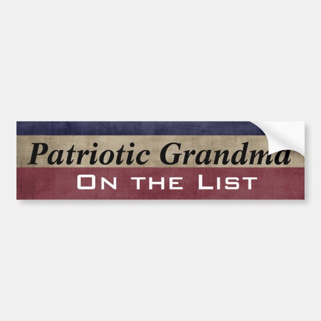 Patriotic Grandma On the List Customisable Bumper Sticker (Front)