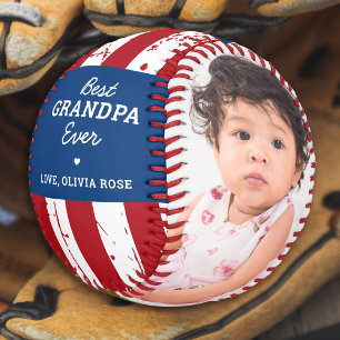 Patriotic GRANDPA American Flag Custom 2 Photo Baseball
