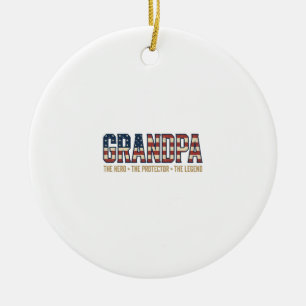 Patriotic Grandpa Hero Protector Legend Vector Des Ceramic Ornament