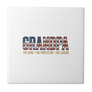 Patriotic Grandpa Hero Protector Legend Vector Des Ceramic Tile