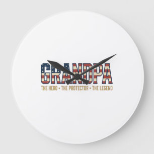 Patriotic Grandpa Hero Protector Legend Vector Des Large Clock