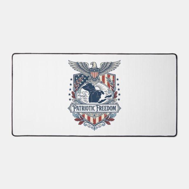 Patriotic Great Lakes Pride Vector Graphic Tee_1 Desk Mat (Front)